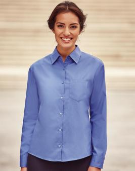 Russell Collection Baumwoll-Popelin Bluse Langarm 