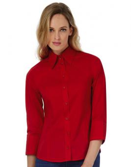 B&C Popelin Bluse mit 3/4 Ärmeln 