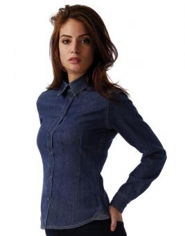 B&C Damen Denim Bluse Langarm 