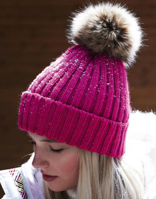 Beechfield Fur Pom Pom Chunky Beanie 