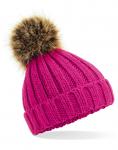 Beechfield Infant/Junior Fur Pom Pom Chunky Beanie 